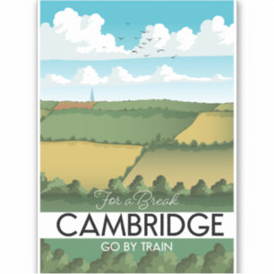 Sticker Affiche de voyage en train à Cambridge