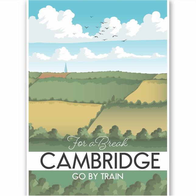 Sticker Affiche de voyage en train à Cambridge (Devant)