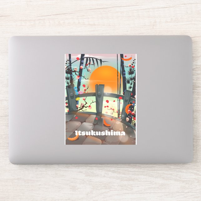 Sticker Affiche de voyage Itsukushima Japon (Ordinateur)