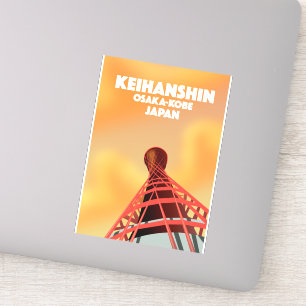 Sticker Affiche de voyage Keihanshin Osaka Kobe Japon
