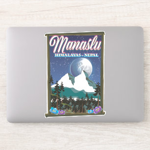 Sticker Affiche de voyage Manaslu Himalayas Népal carte