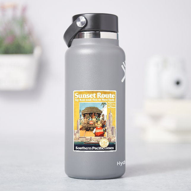 Sticker Affiche De Voyage Pour La Route Du Coucher De Sole (HydroFlask)