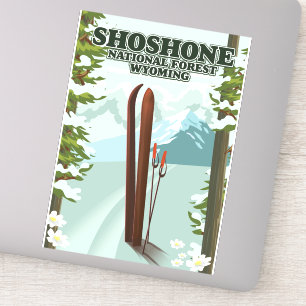 Sticker Affiche de voyage Shoshone National Forest Ski