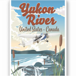 Sticker Affiche de voyage USA Canada rivière Yukon