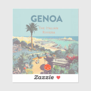 Sticker Affiche de voyage vintage de Gênes, Riviera italie