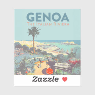 Sticker Affiche de voyage vintage de Gênes, Riviera italie