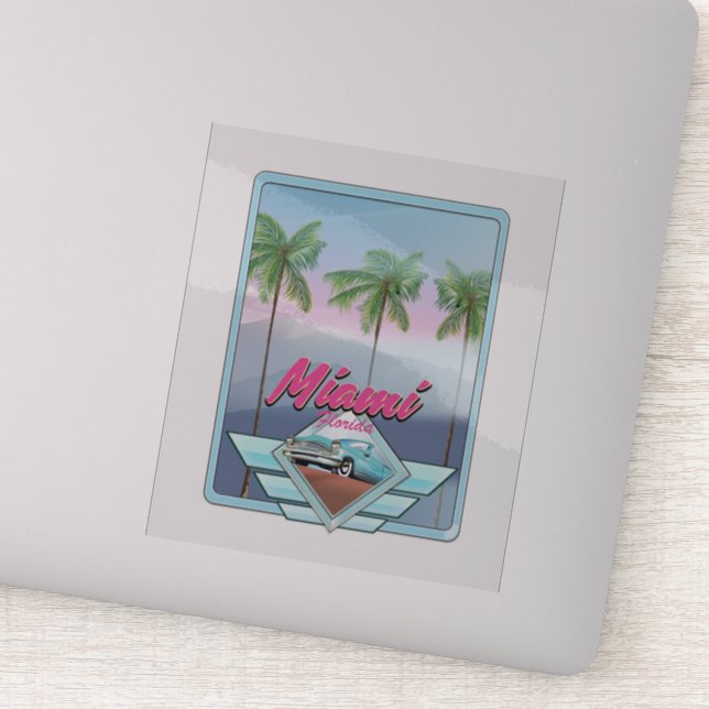Sticker Affiche de voyage vintage Miami Floride (Détail)