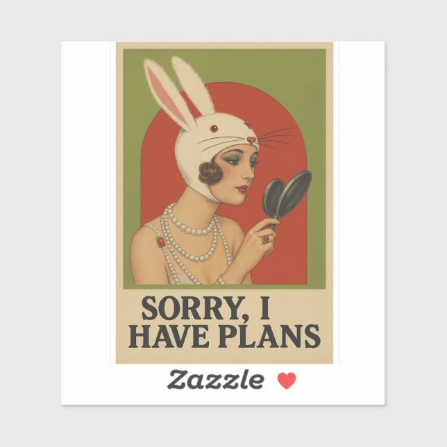 Sticker affiche féminine vintage (Feuille)