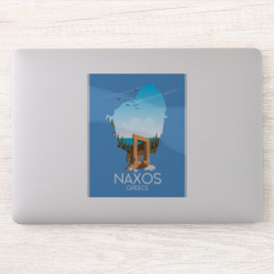 Sticker Affiche grecque de voyage de carte de Naxos
