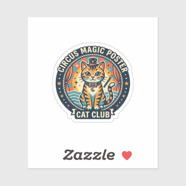 Sticker Affiche Magie de Cirque Chat Mignon Design - Cirqu (Feuille)