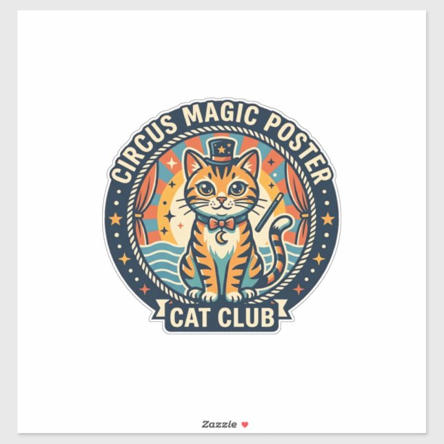 Sticker Affiche Magie de Cirque Chat Mignon Design - Cirqu (Feuille)