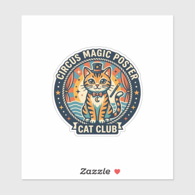 Sticker Affiche Magie de Cirque Chat Mignon Kitty Design - (Feuille)