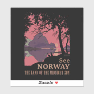 Sticker Affiche minimaliste de coucher de soleil en Norvèg