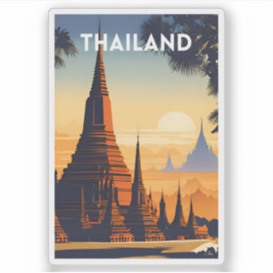 Sticker Affiche Vintage voyage en Thaïlande