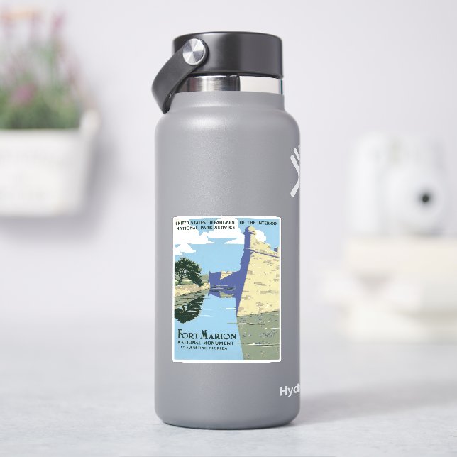 Sticker Affiche Vintage voyage montrant Fort Marion (HydroFlask)