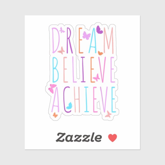 Sticker Affirmation Butterfly Dream Believe Achieve (Feuille)