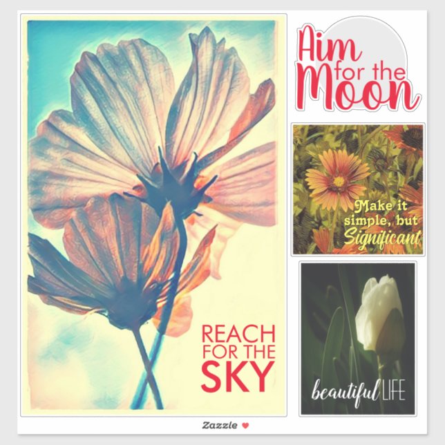 Sticker Affirmation florale 4 pièces Collection (Feuille)