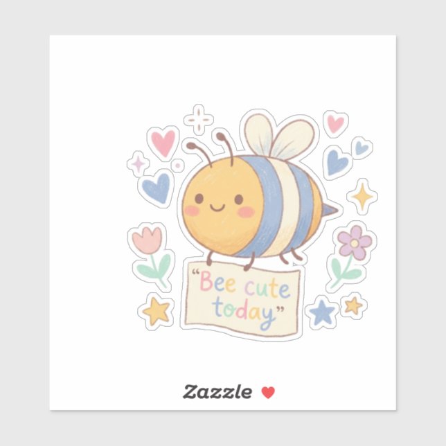 Sticker Affirmation positive 'Bee Cute Today' pour les ens (Feuille)