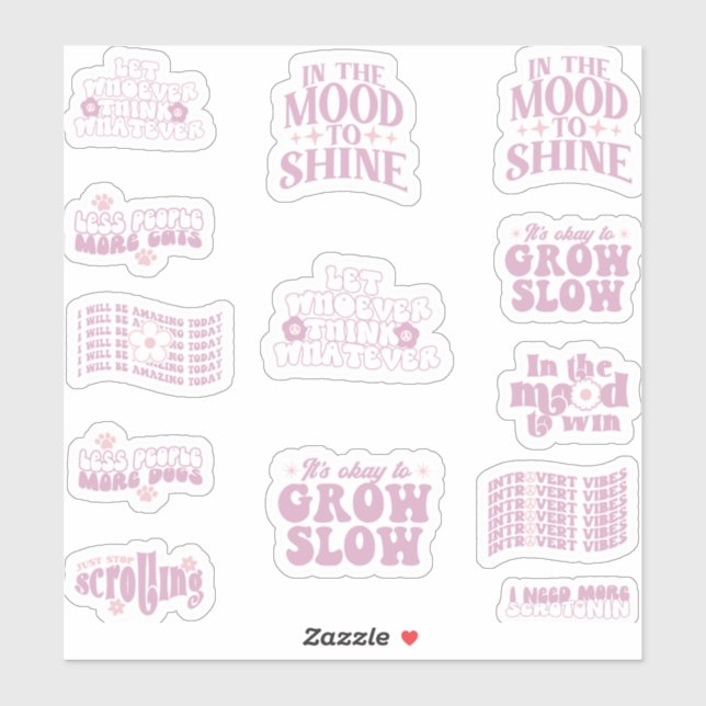 Sticker affirmation positive citation tendance rétro (Feuille)