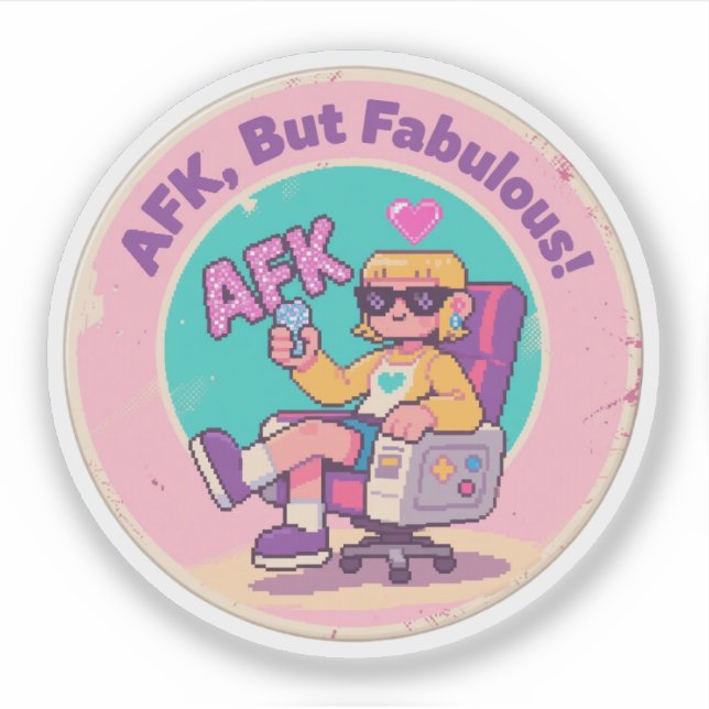 Sticker AFK, mais fabuleux – Art nostalgique de jeu vidéo  (Devant)
