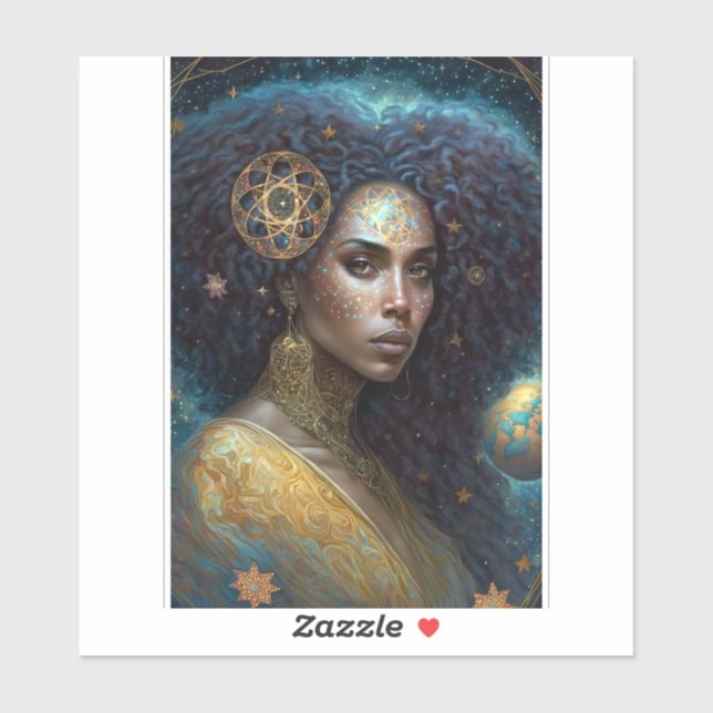 Sticker African American Black Goddess Queen Imaginaire Ar (Feuille)