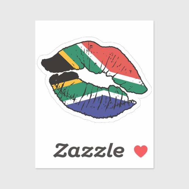 Sticker Afrique du Sud Drapeau d'amour du bâton de lèvres  (Feuille)