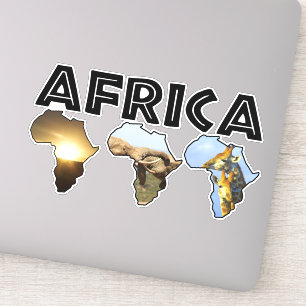 Sticker Afrique Faune Continent Trio Texte noir