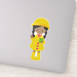 Sticker Afro-Américaine, Manteau à la pluie, Pluie, Bottes