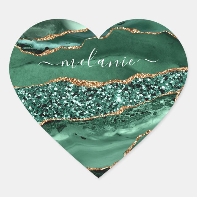 Sticker Agate Green Gold Parties scintillant Marbl (Devant)