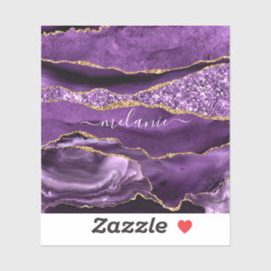 Sticker Agate Purple Gold Parties scintillant Nom personna