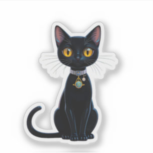 Sticker Âge atomique futuriste de l'espace Chat noir cosmi