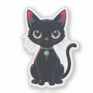 Sticker Âge atomique futuriste de l'espace Chat noir cosmi