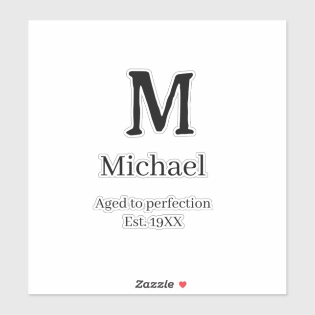 Sticker Aged to perfection est. 19XX monogram name letter  (Feuille)