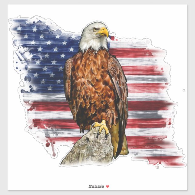 Sticker Aigle américain patriote drapeau USA  (Feuille)