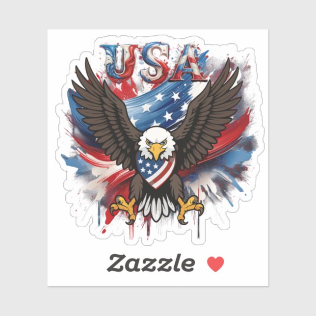 Sticker Aigle américain patriotique USA (Feuille)