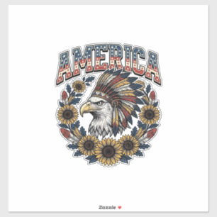 Sticker Aigle Patriotique Amérique Tournesol Vintage