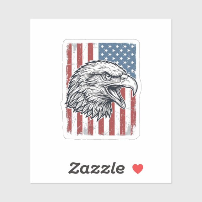 Sticker Aigle Patriotique Drapeau Américain Gravure Vintag (Feuille)