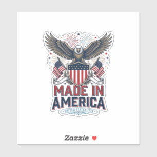 Sticker Aigle Patriotique Fabriqué en Amérique T-Shirt 4 J