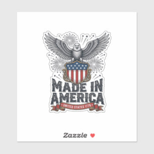 Sticker Aigle Patriotique Fabriqué en Amérique Vintage