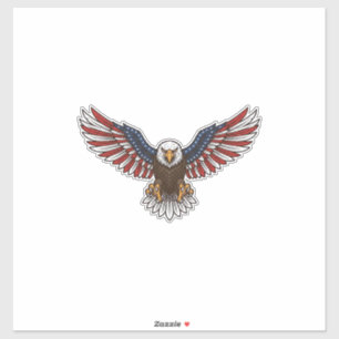 Sticker Aigle patriotique gravure vintage vecteur concepti