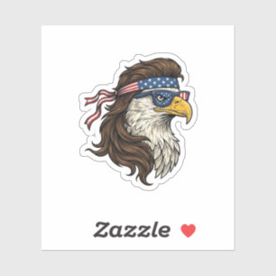 Sticker Aigle patriotique Mullet Gravure vintage vecteur D