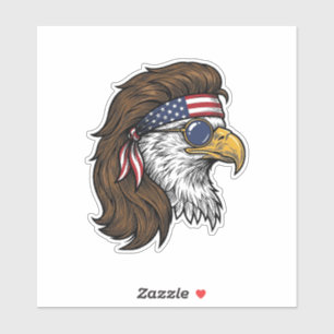 Sticker Aigle patriotique Mullet Gravure vintage vecteur D