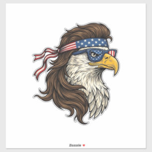 Sticker Aigle patriotique Mullet Gravure vintage vecteur D