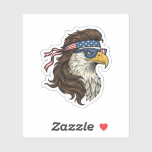 Sticker Aigle patriotique Mullet Gravure vintage vecteur D