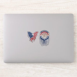 Sticker Aigle Patriotique Né pour être Libre   10x10cm