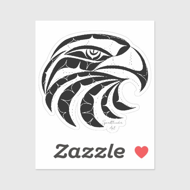 Sticker Aigle portrait coupé propre art amérindien (Feuille)