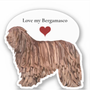 Sticker Aimer Une Race De Chien Bergamasco Coupé