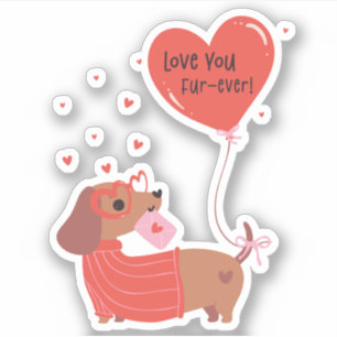 Sticker Aimez-vous Fourrure-toujours mignon Chien Dachshun