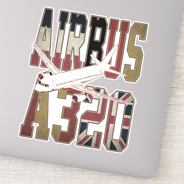 Sticker Airbus a320 Jetliner. Drapeaux européens vintages (Airbus a320 Jetliner. Vintage European Flags. Sticker)