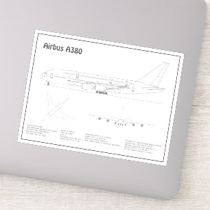 Sticker Airbus a380 - Plan de dessin du plan d'avion BD